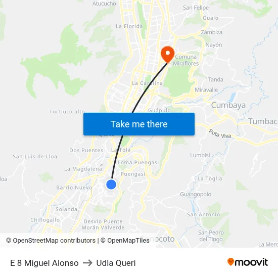 E 8 Miguel Alonso to Udla Queri map
