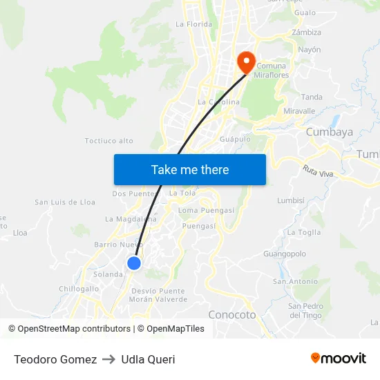 Teodoro Gomez to Udla Queri map