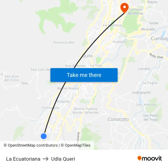 La Ecuatoriana to Udla Queri map
