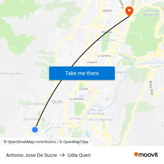Antonio Jose De Sucre to Udla Queri map
