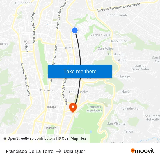 Francisco De La Torre to Udla Queri map