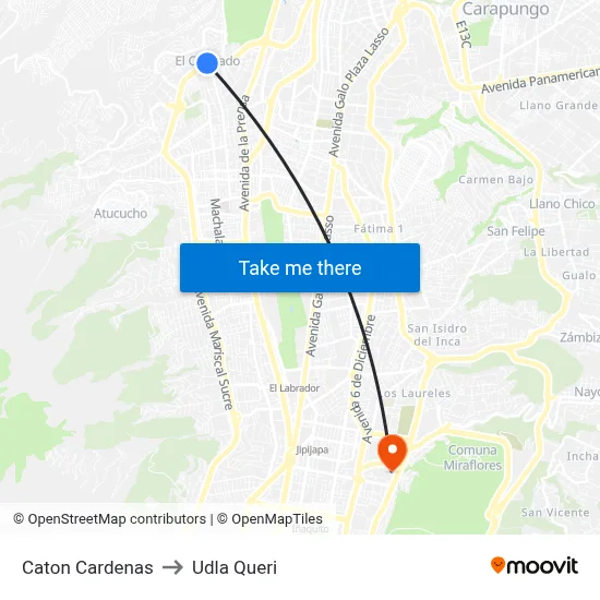 Caton Cardenas to Udla Queri map