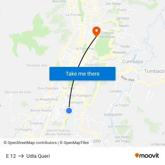 E 12 to Udla Queri map