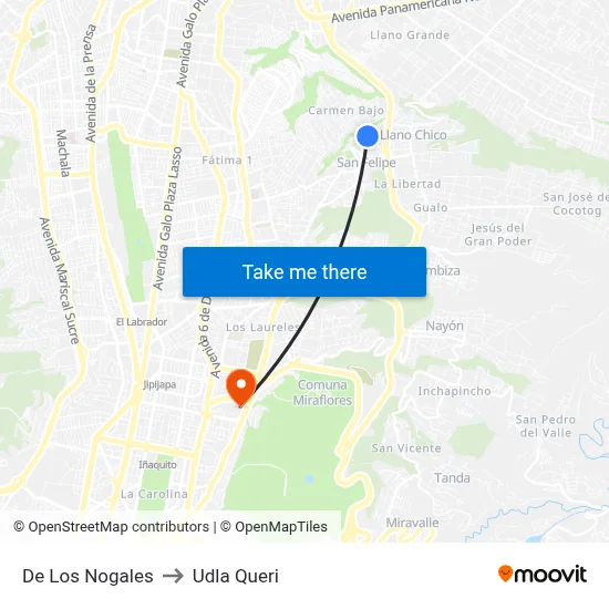 De Los Nogales to Udla Queri map