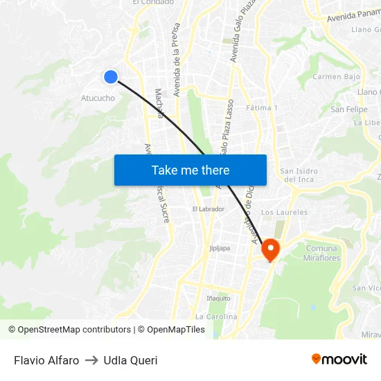 Flavio Alfaro to Udla Queri map