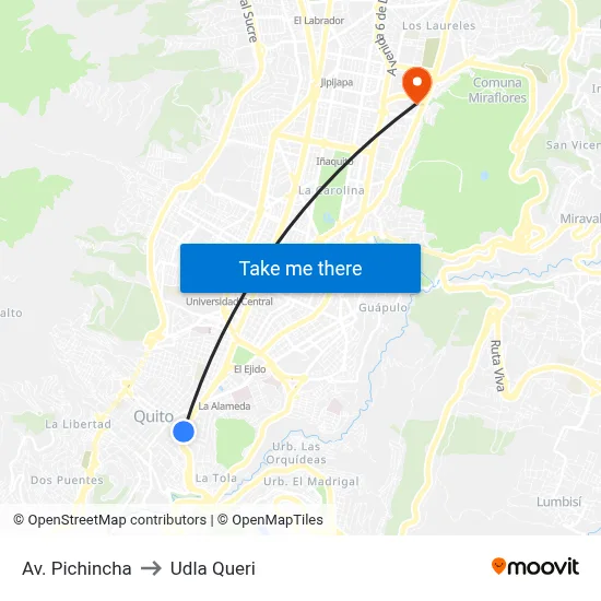 Av. Pichincha to Udla Queri map
