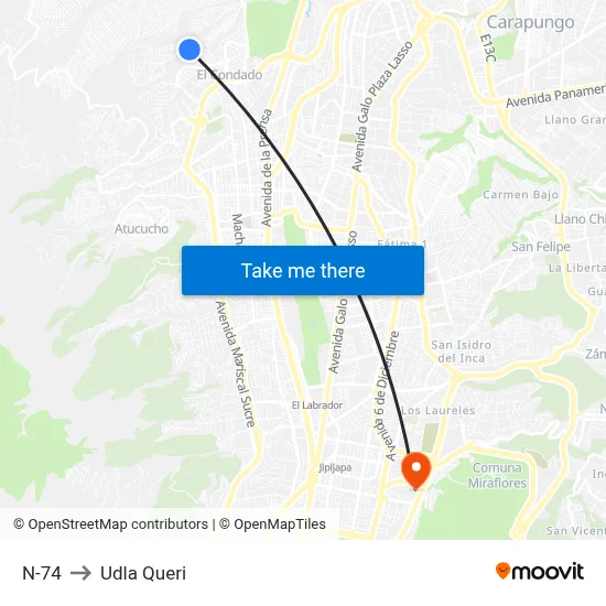 N-74 to Udla Queri map