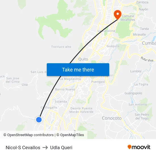 Nicol-S Cevallos to Udla Queri map