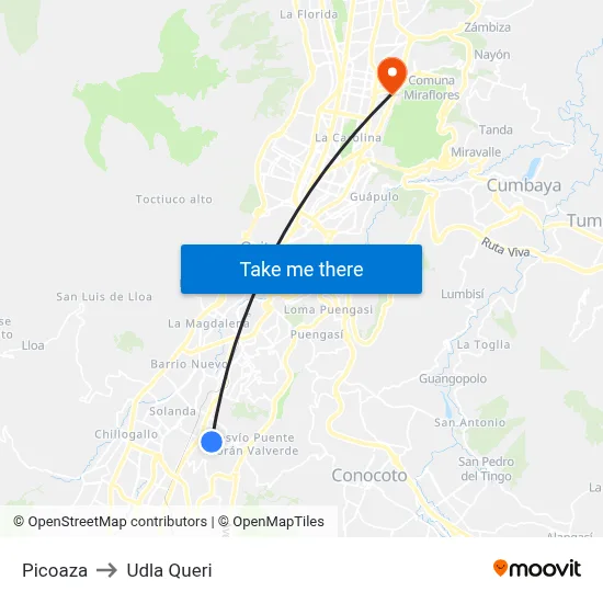 Picoaza to Udla Queri map