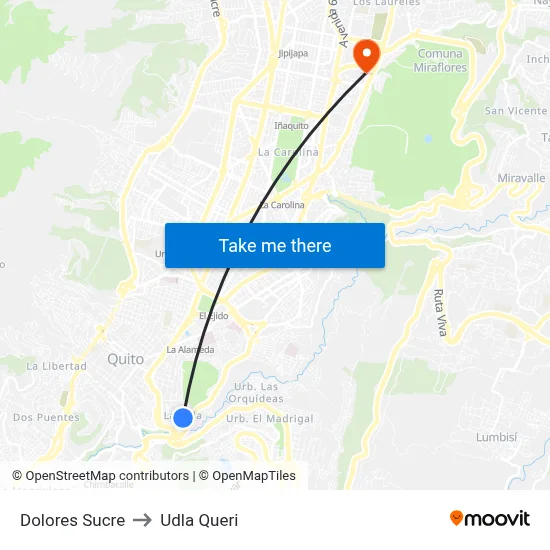 Dolores Sucre to Udla Queri map