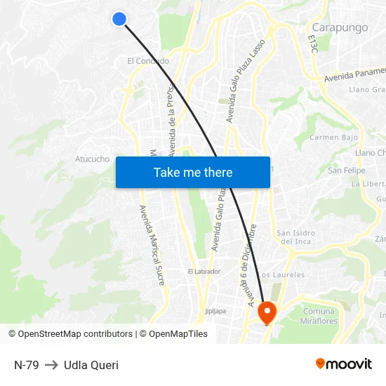 N-79 to Udla Queri map
