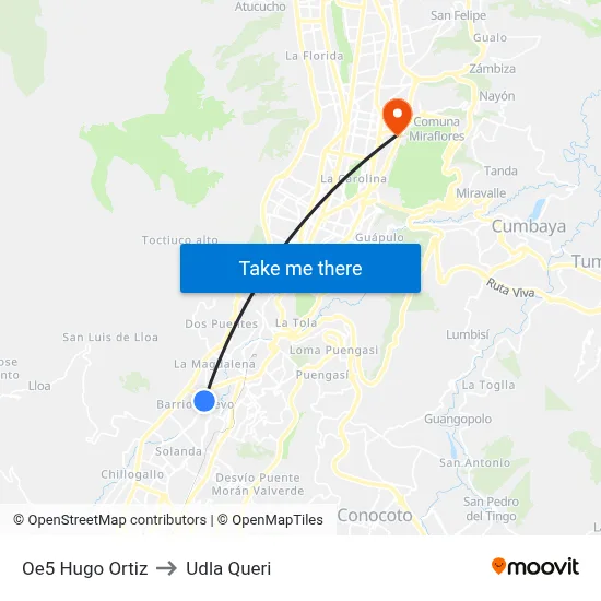 Oe5 Hugo Ortiz to Udla Queri map