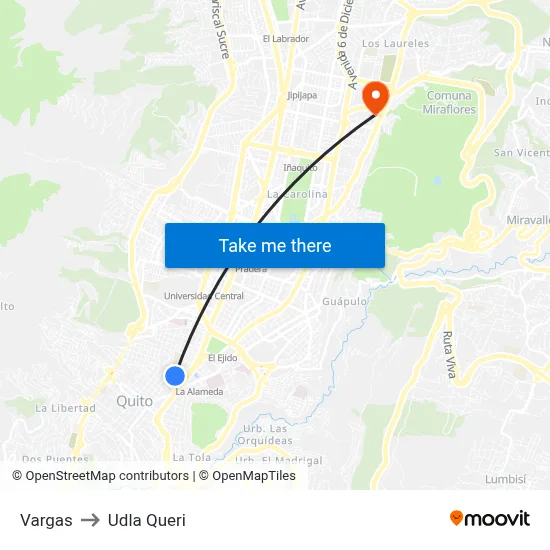 Vargas to Udla Queri map