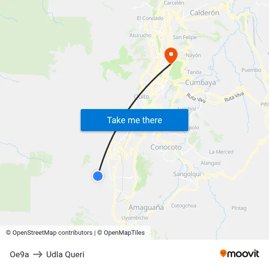 Oe9a to Udla Queri map
