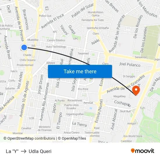 La "Y" to Udla Queri map