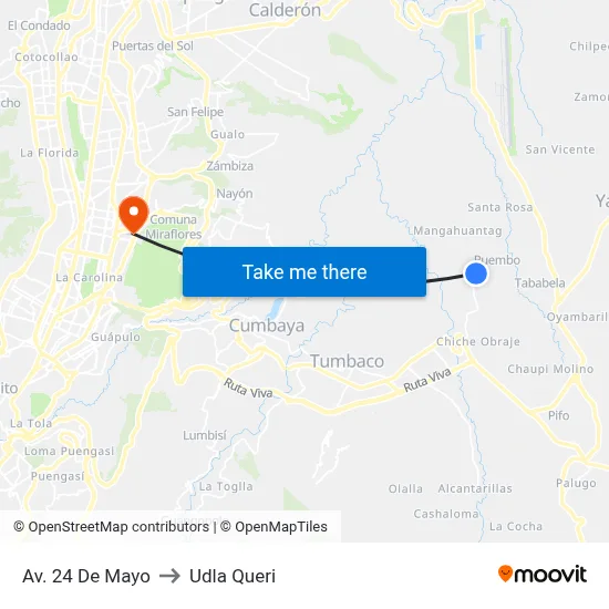 Av. 24 De Mayo to Udla Queri map