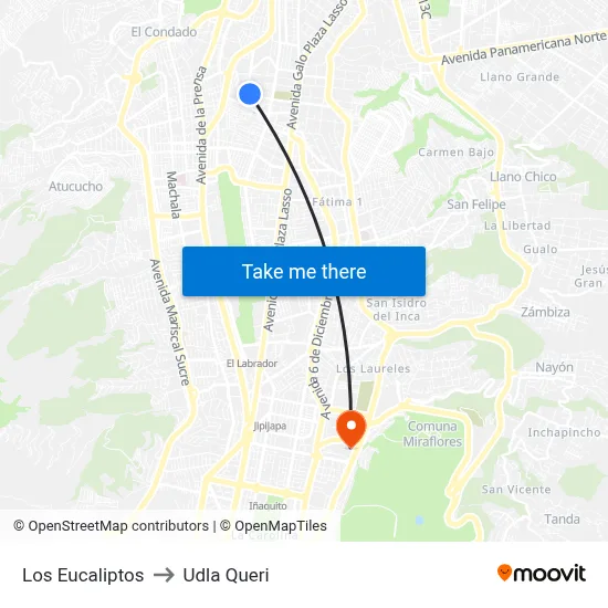Los Eucaliptos to Udla Queri map