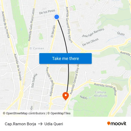 Cap.Ramon Borja to Udla Queri map