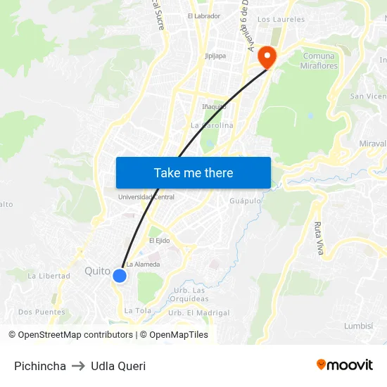 Pichincha to Udla Queri map