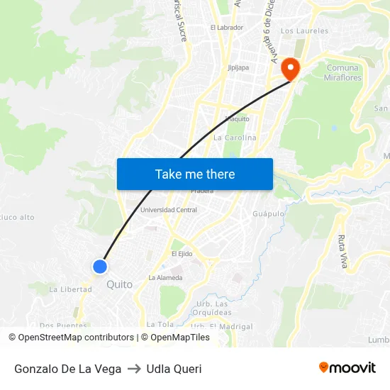 Gonzalo De La Vega to Udla Queri map