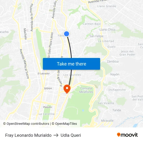 Fray Leonardo Murialdo to Udla Queri map