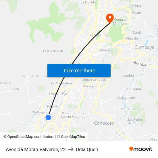 Avenida Moran Valverde, 22 to Udla Queri map