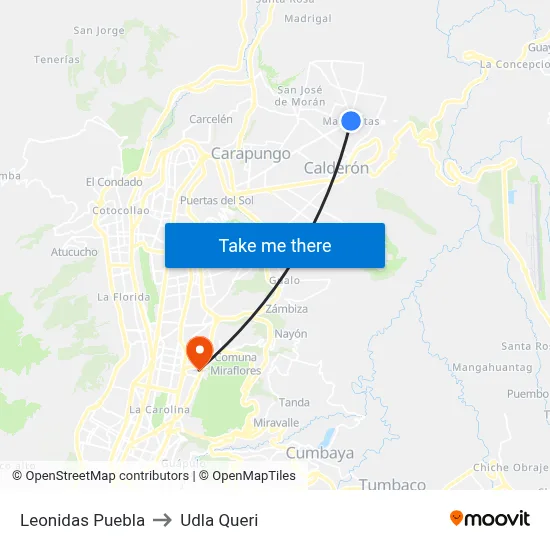 Leonidas Puebla to Udla Queri map