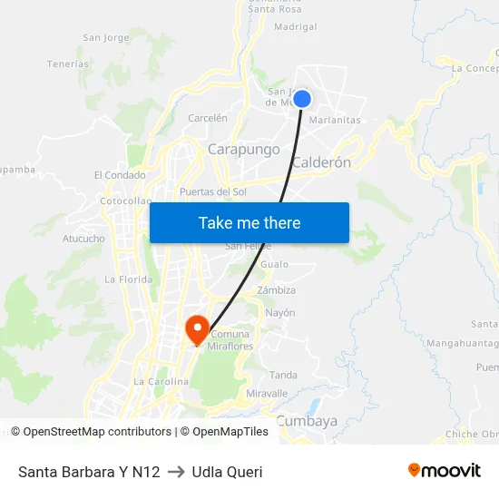 Santa Barbara Y N12 to Udla Queri map