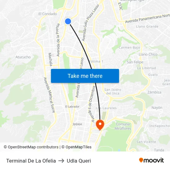 Terminal De La Ofelia to Udla Queri map