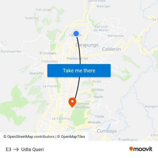 E3 to Udla Queri map