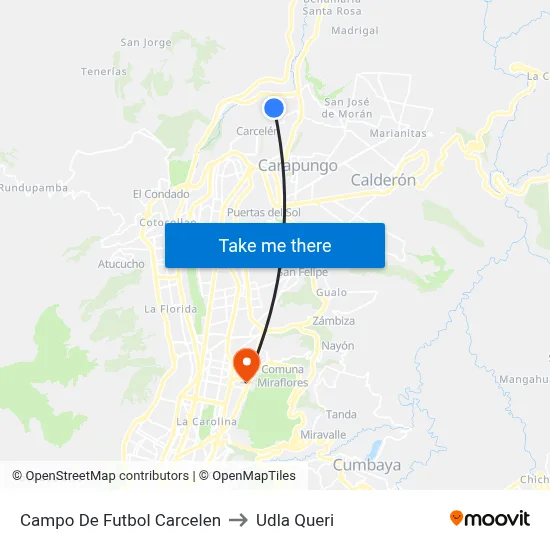 Campo De Futbol Carcelen to Udla Queri map
