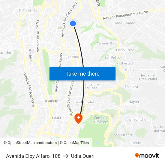 Avenida Eloy Alfaro, 108 to Udla Queri map