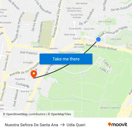 Nuestra Señora De Santa Ana to Udla Queri map
