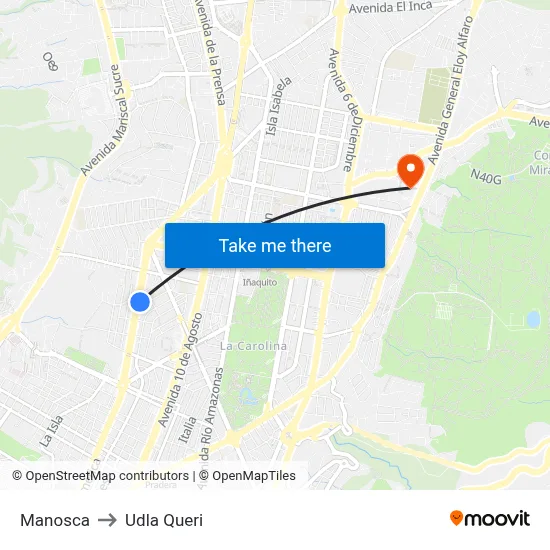 Manosca to Udla Queri map