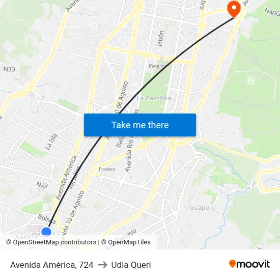 Avenida América, 724 to Udla Queri map