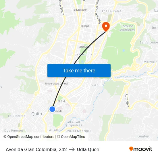 Avenida Gran Colombia, 242 to Udla Queri map