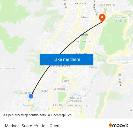 Mariscal Sucre to Udla Queri map