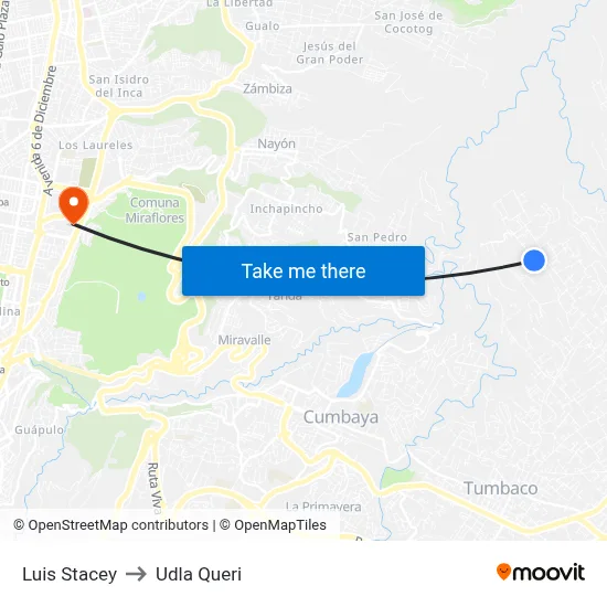 Luis Stacey to Udla Queri map