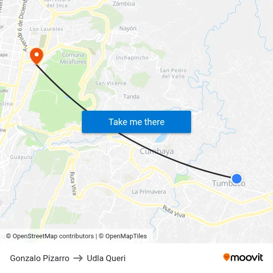 Gonzalo Pizarro to Udla Queri map