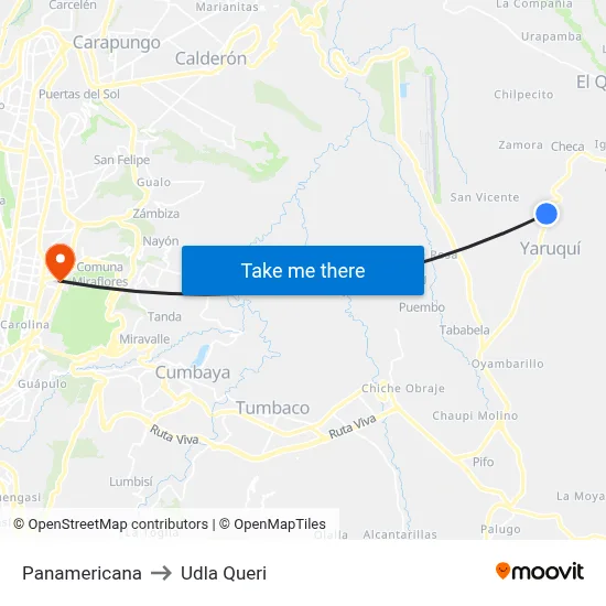 Panamericana to Udla Queri map