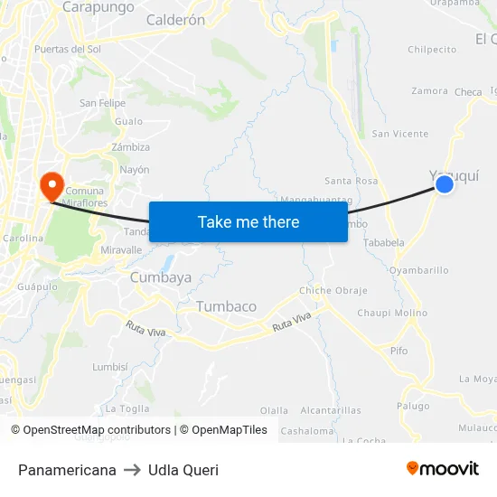 Panamericana to Udla Queri map