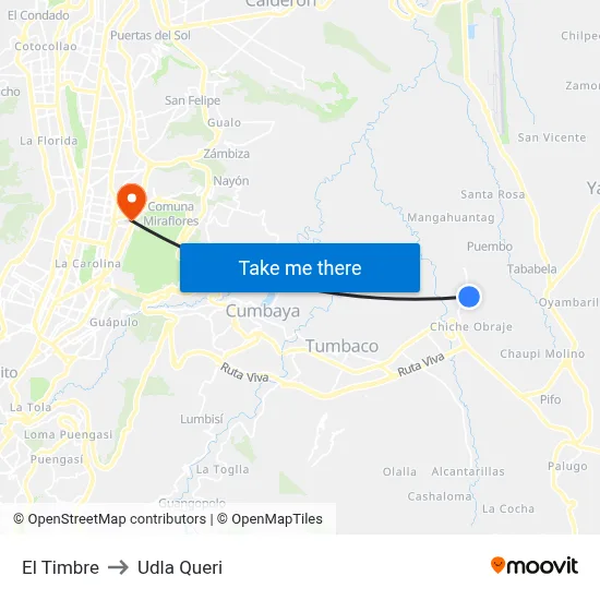 El Timbre to Udla Queri map