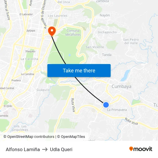 Alfonso Lamiña to Udla Queri map