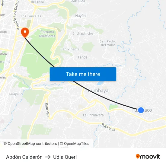 Abdón Calderón to Udla Queri map