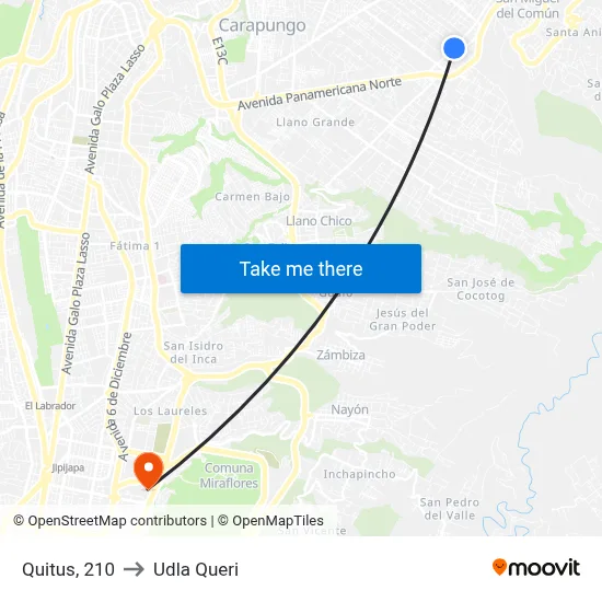 Quitus, 210 to Udla Queri map