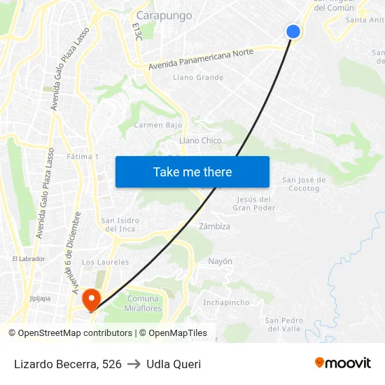 Lizardo Becerra, 526 to Udla Queri map