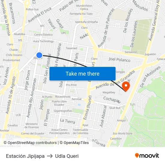 Estación Jipijapa to Udla Queri map