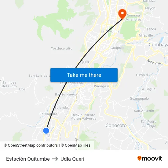 Estación Quitumbe to Udla Queri map