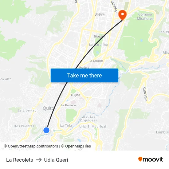 La Recoleta to Udla Queri map
