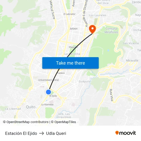 Estación El Ejido to Udla Queri map